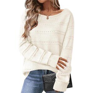 Womens Crochet Sweater Off Shoulder Long Sleeve Hollow Knit Fall Top Cute Casual
